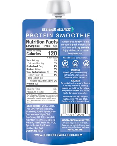 Designer Wellness Protein Smoothie, Real Fruit, 12g Protein, Low Carb, Zero Added Sugar