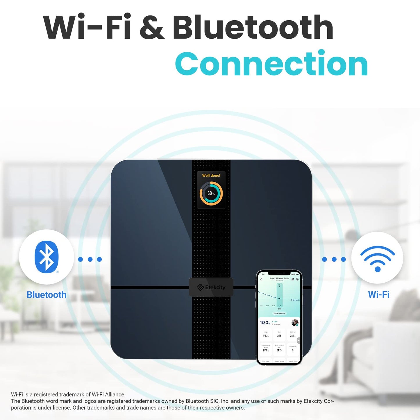 Etekcity Smart Scale for Body Weight Fat, FSA HSA Eligible, Digital Bathroom Weighing Machine