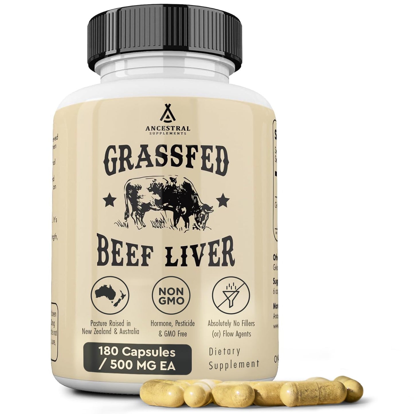 Ancestral Supplements Grass Fed Beef Liver 180 Capsules