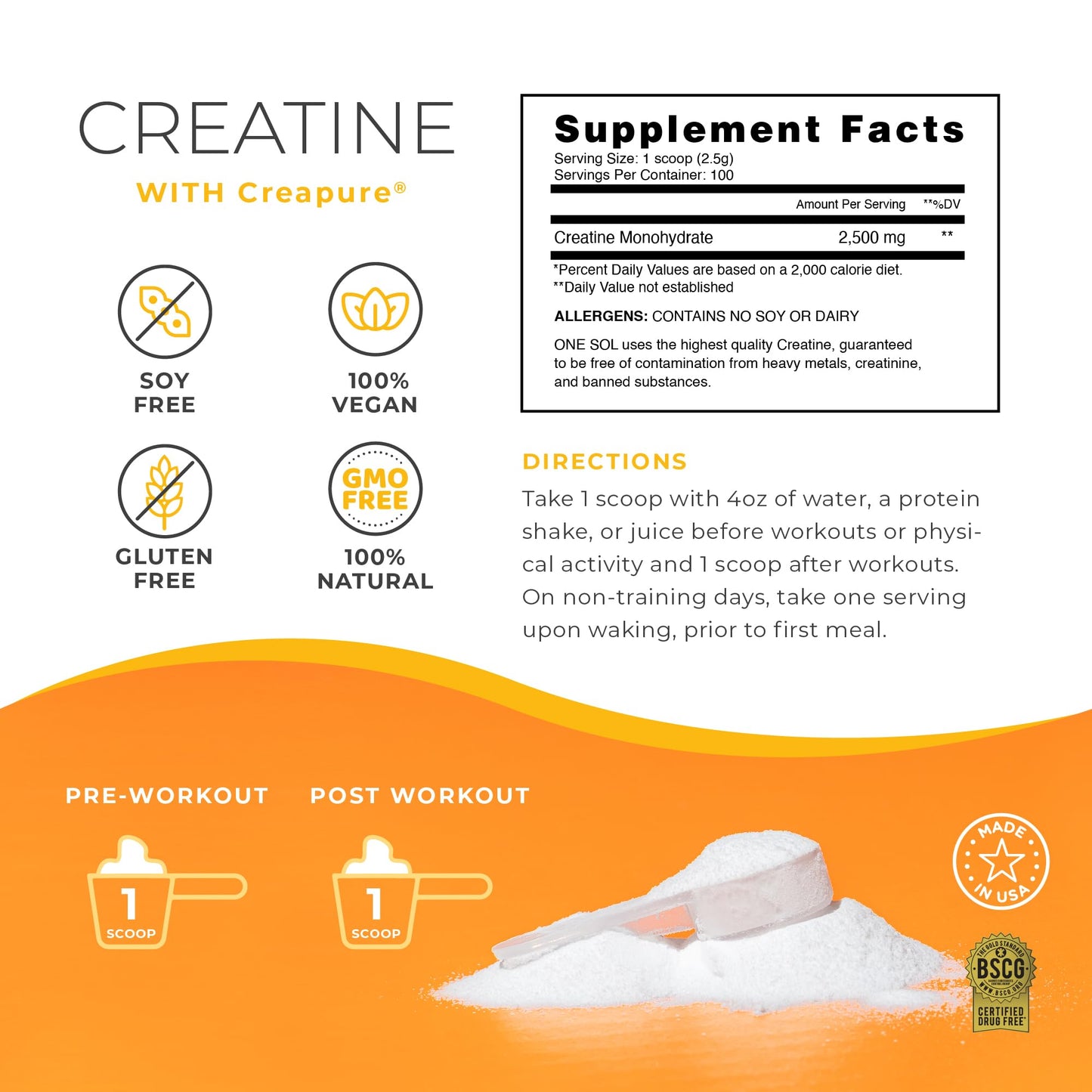 One Sol Creatine for Women Booty Gain, All Natural