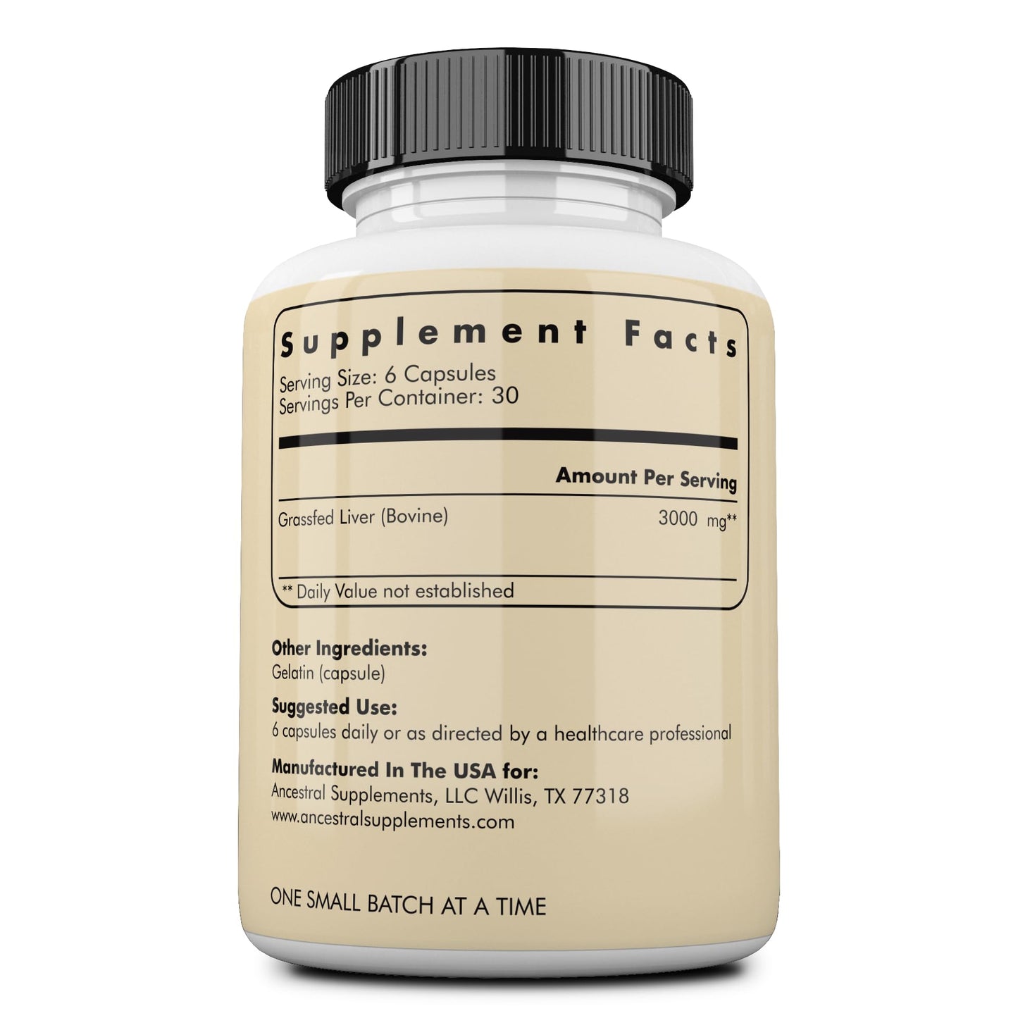 Ancestral Supplements Grass Fed Beef Liver 180 Capsules