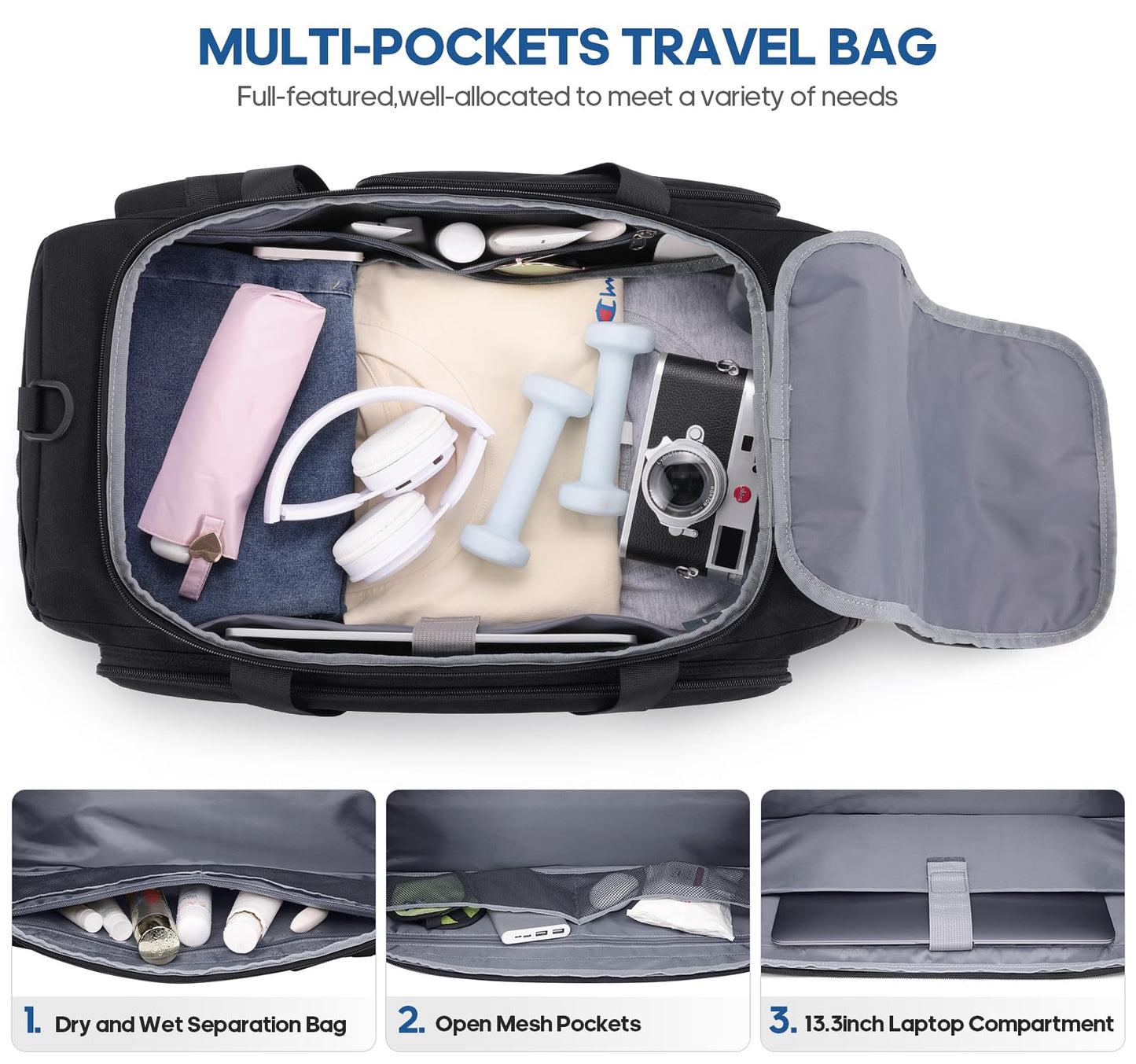 Gym Bag for Men and Women with Shoe & Laptop Compartment