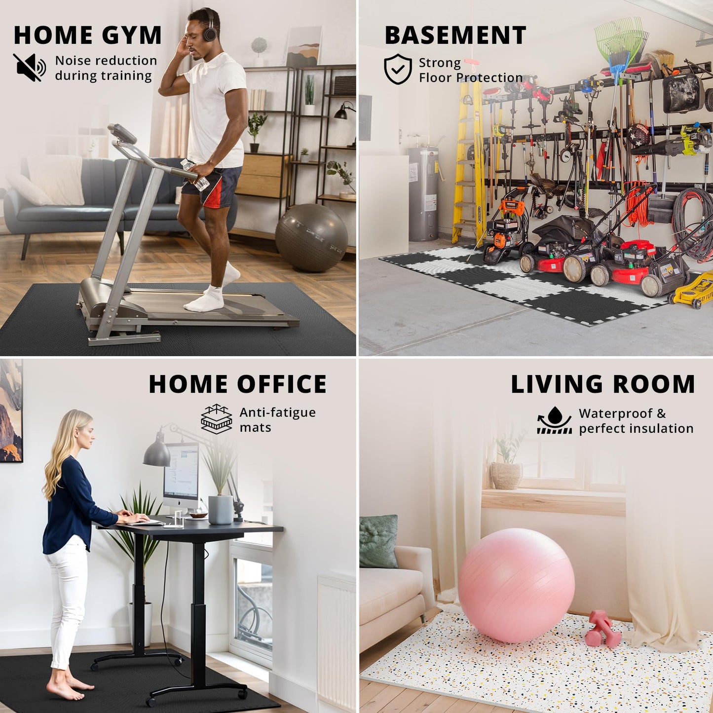 Gym Flooring Set - Interlocking EVA Soft Foam Floor Mat, 18 Pieces