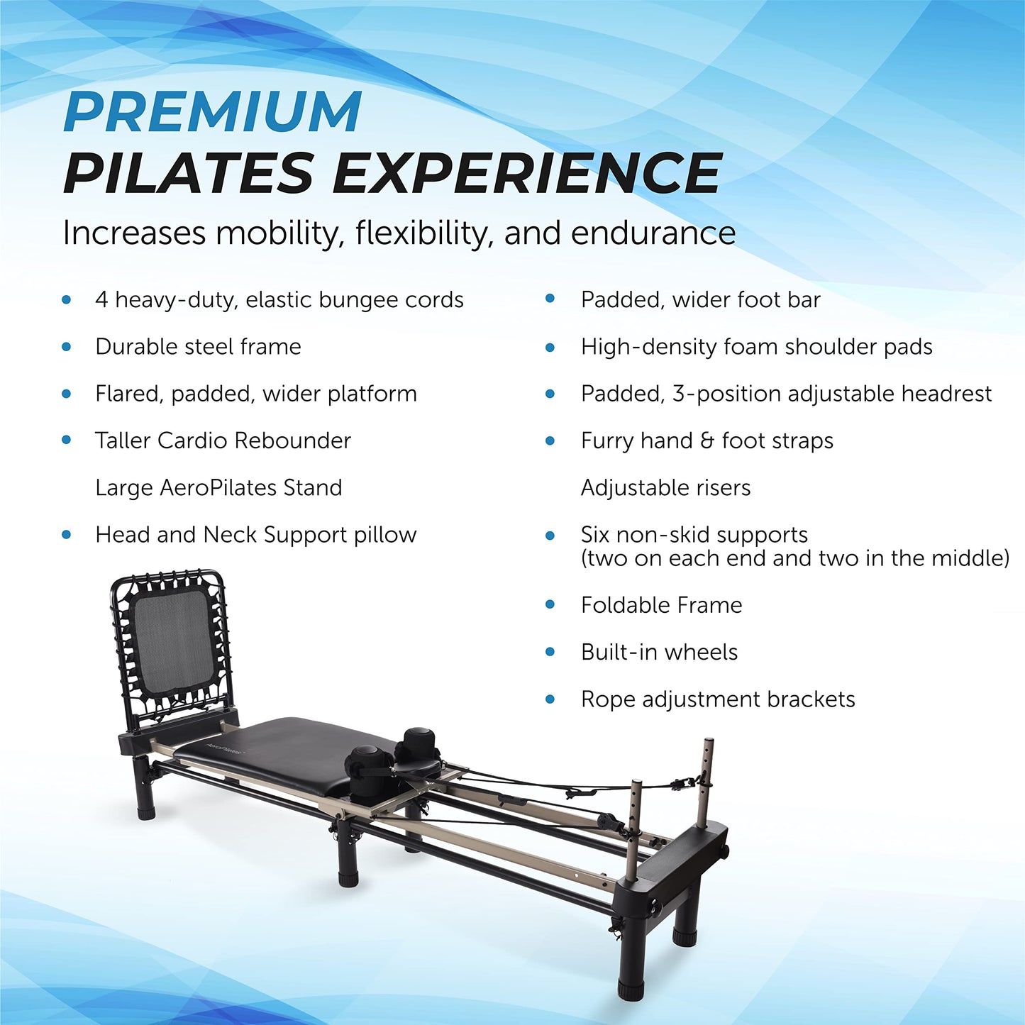 AeroPilates Reformer Home Workout Equipment, Pilates Machine w/Resistance, Black