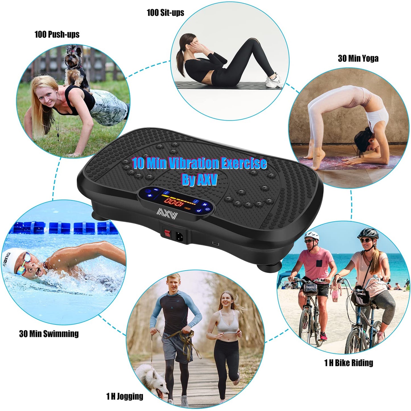 AXV Vibration Plate Fitness Platform Exercise Machine Vibrating Lymphatic Drainage