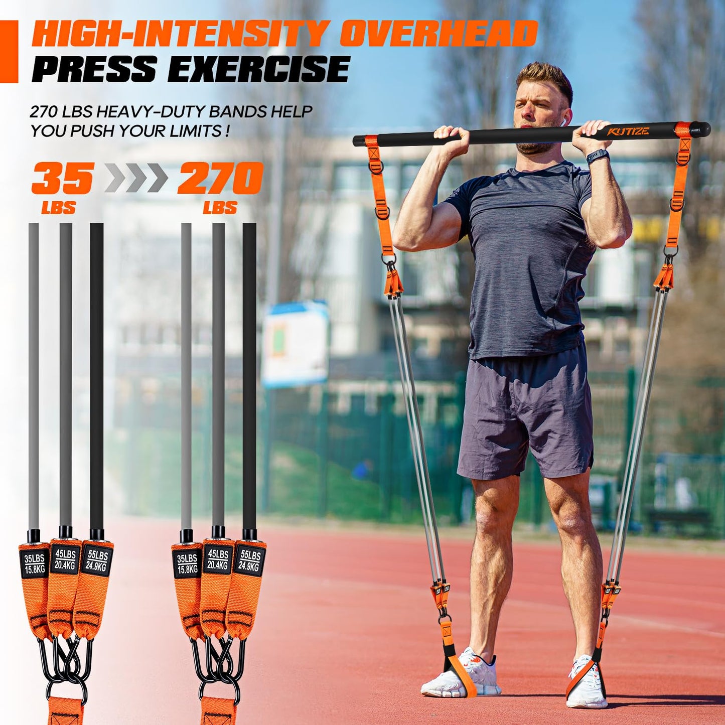 Pilates Bar Kit with Resistance Bands, Heavy Duty Pilates Equipment for Men