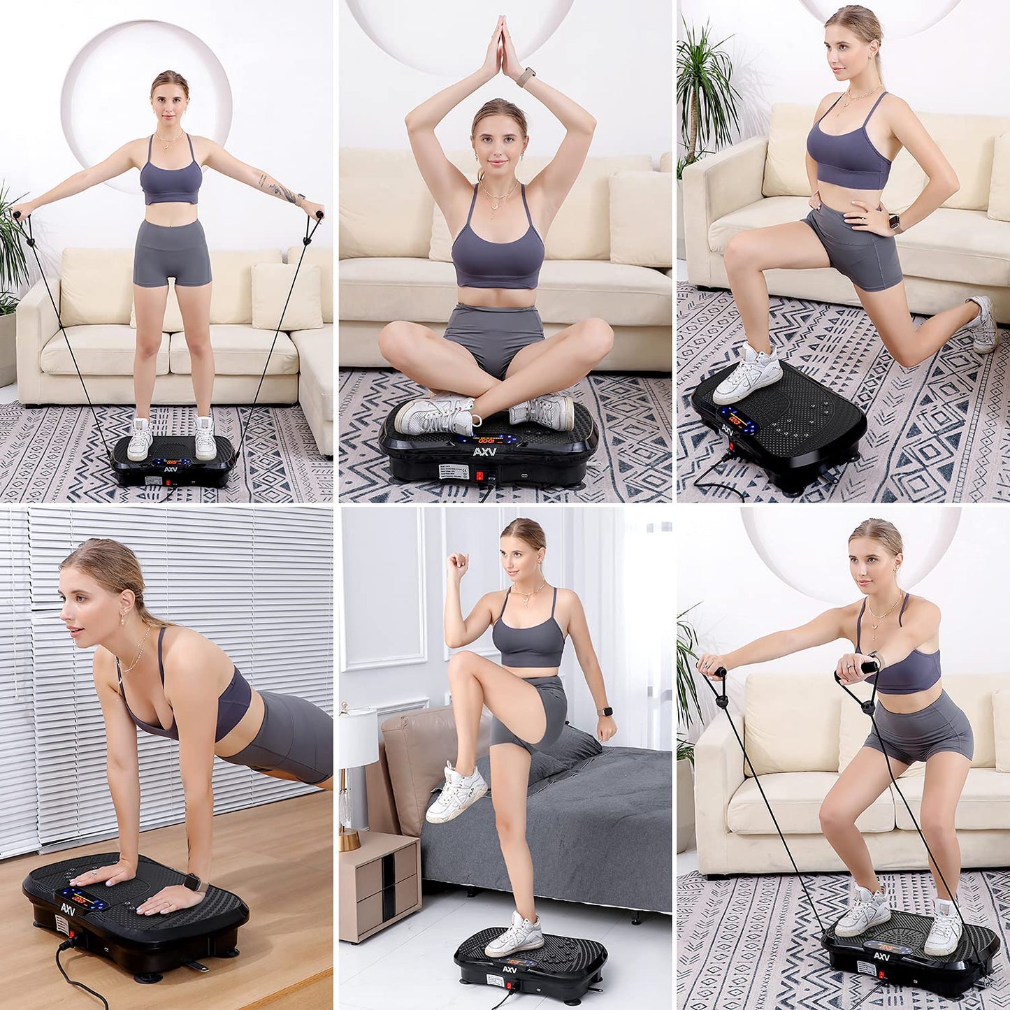 AXV Vibration Plate Fitness Platform Exercise Machine Vibrating Lymphatic Drainage