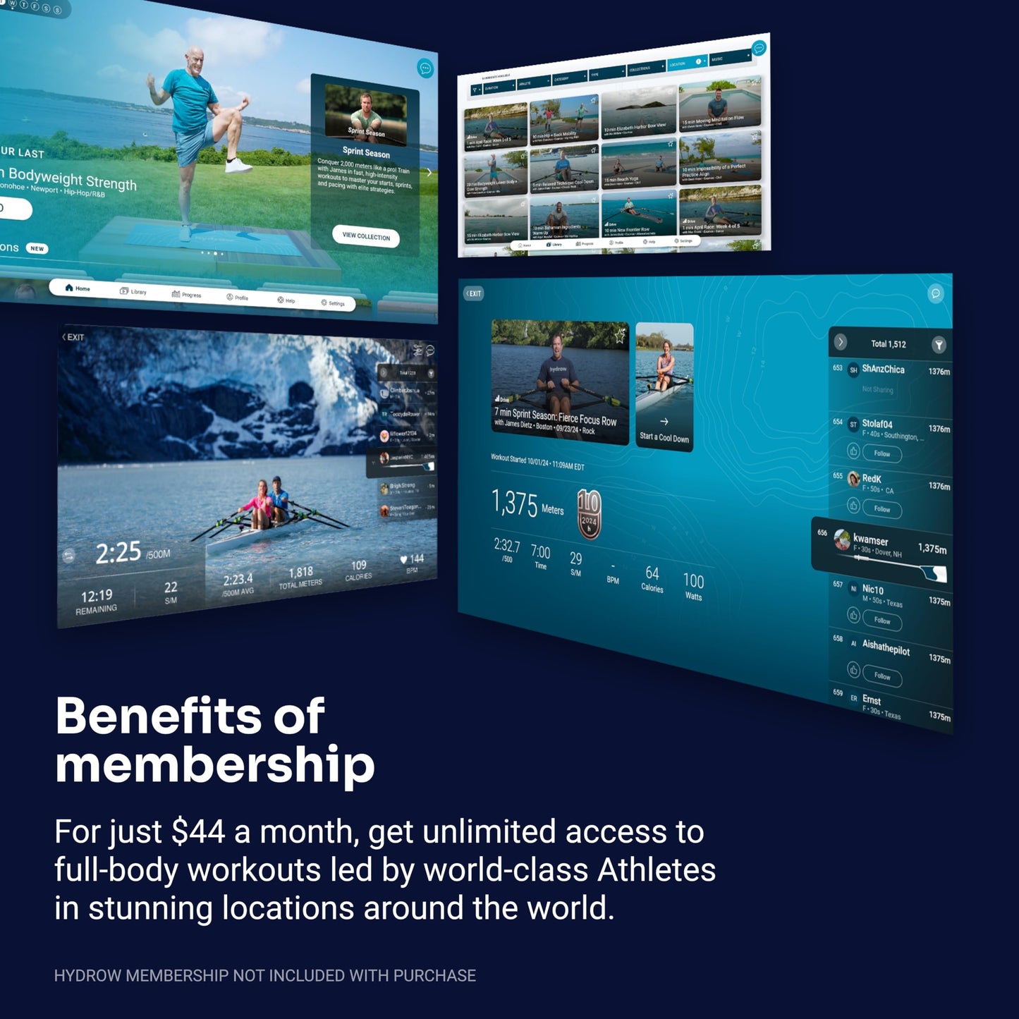 Hydrow Pro Rowing Machine with Immersive 22" HD Rotating Screen