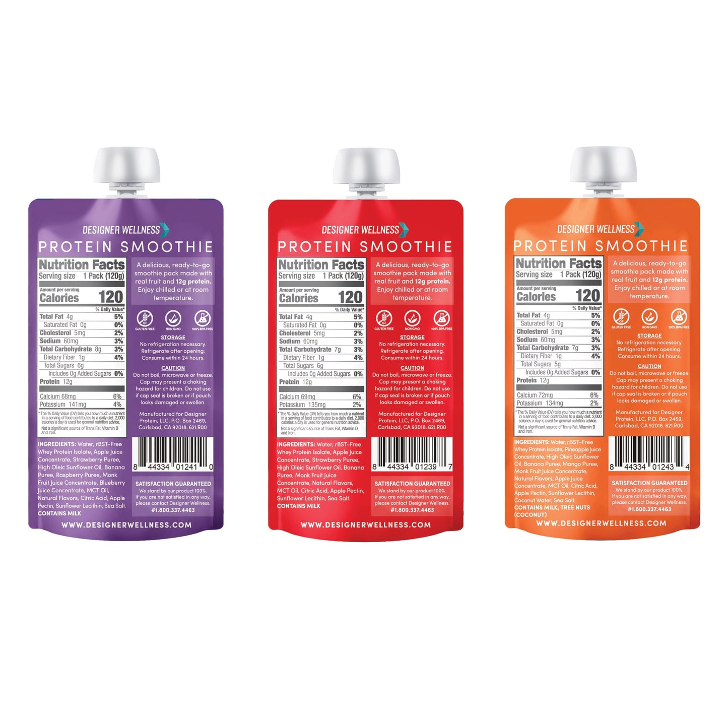 Designer Wellness Protein Smoothie, Real Fruit, 12g Protein, Low Carb, Zero Added Sugar