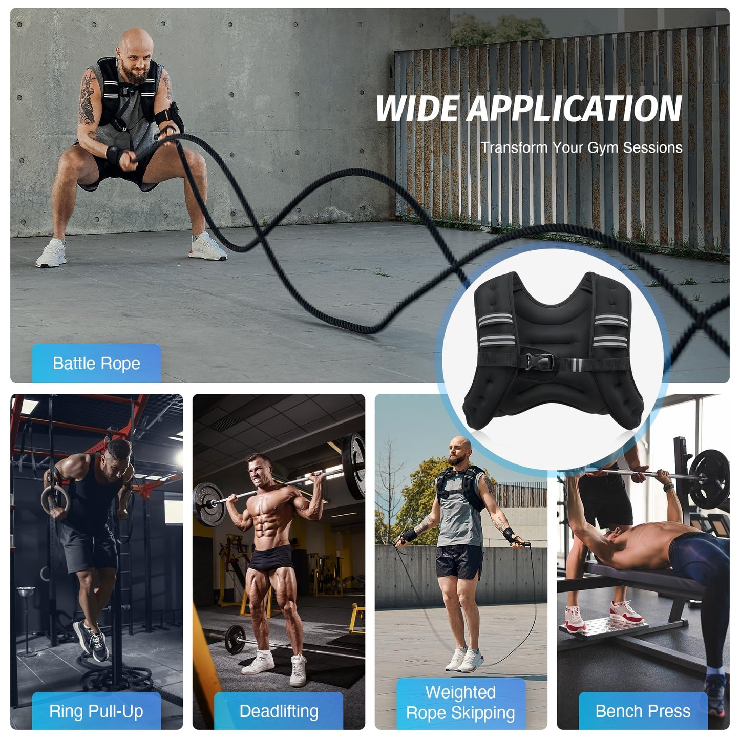 ZELUS Weighted Vest, 6lb/8lb/12lb/16lb/20lb/25lb/30lb